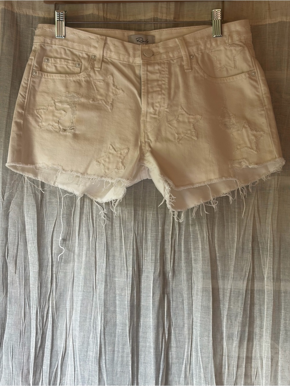 Rails White Distressed Star Denim Shorts
